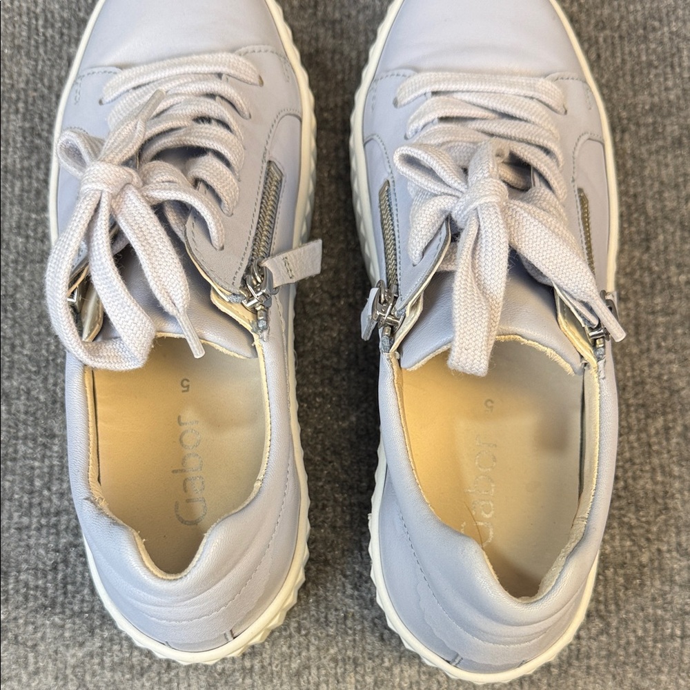 Gabor Dolly Leather Light Blue Sneakers Women's Size 5 - Picture 7 of 13